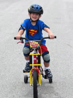 Boy with helmet and pads